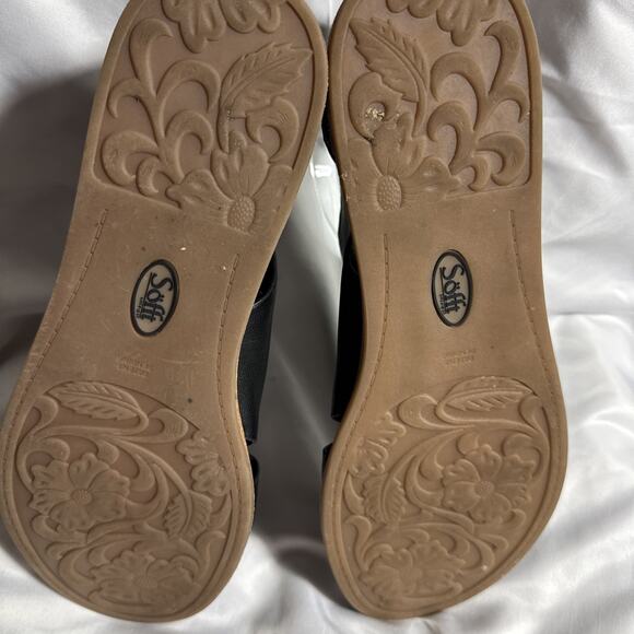 Sofft Evonne Black Leather Sandals Sz 11 Zip Up At Heel Womens - Picture 5 of 8